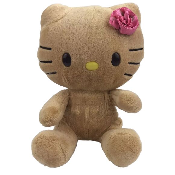 Hello Kitty Build-A-Bear Smallfry Plush 6.5" Sunkissed Tan Pink Rose 2012 Sanrio - Picture 1 of 12